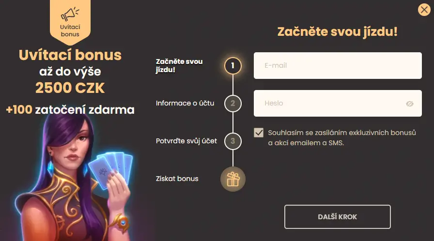 National Casino registrační formulář